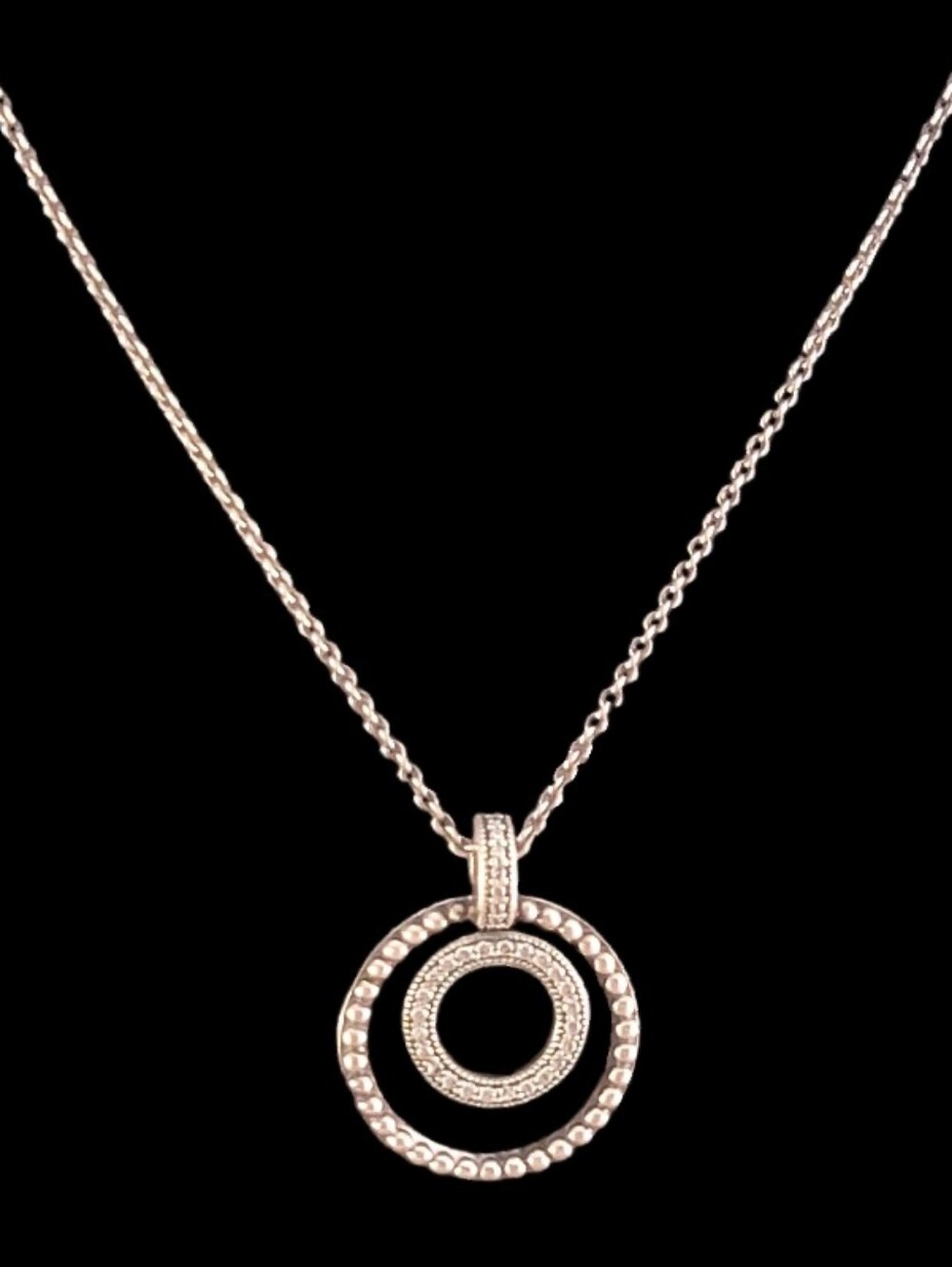 Pandora Sterling Circle Dot CZ Drop Necklace - Picture 2 of 8